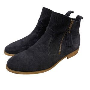 Tamaris womens Black Leather Suede Ankle High Booties, Boots, Size 7.5